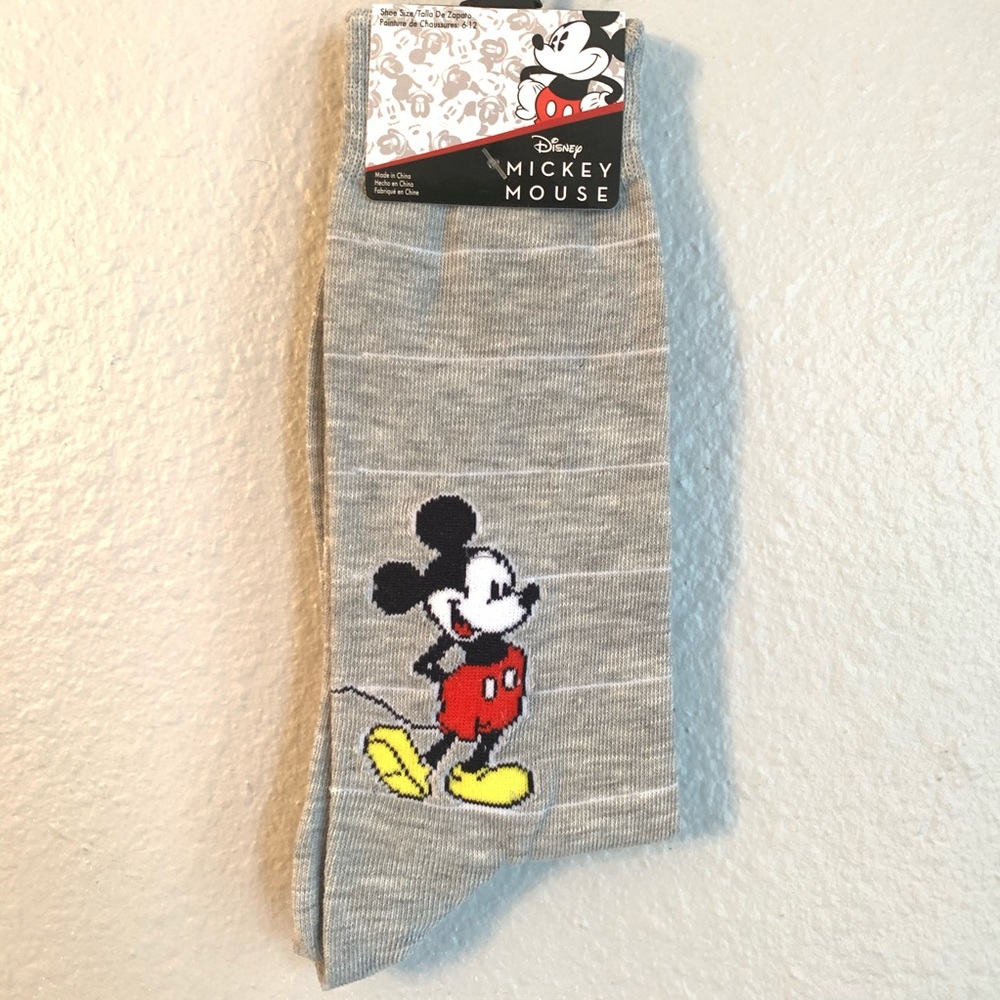 Disney Mickey Mouse Gray & White Novelty Crew Sock